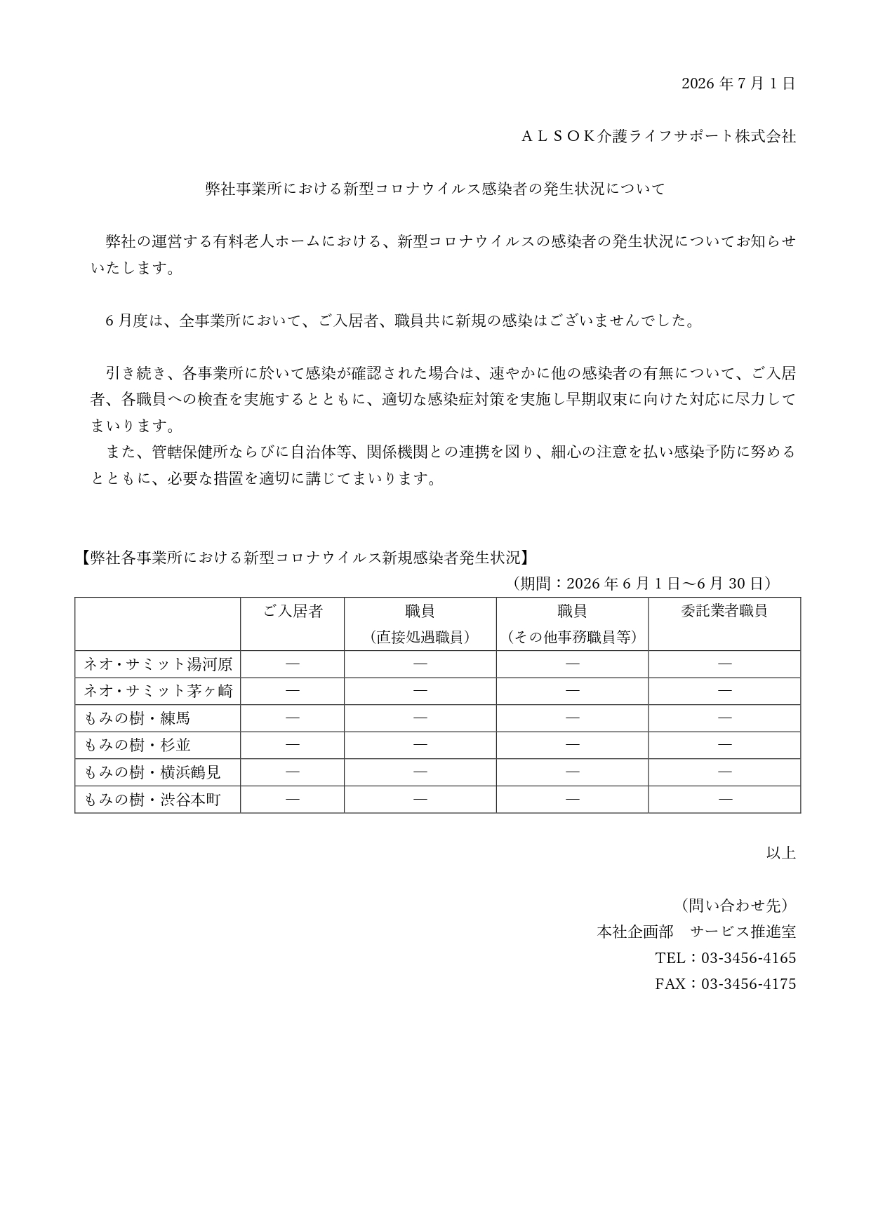 新型コロナウイルス感染者の発生状況について【2026年6月30日現在】