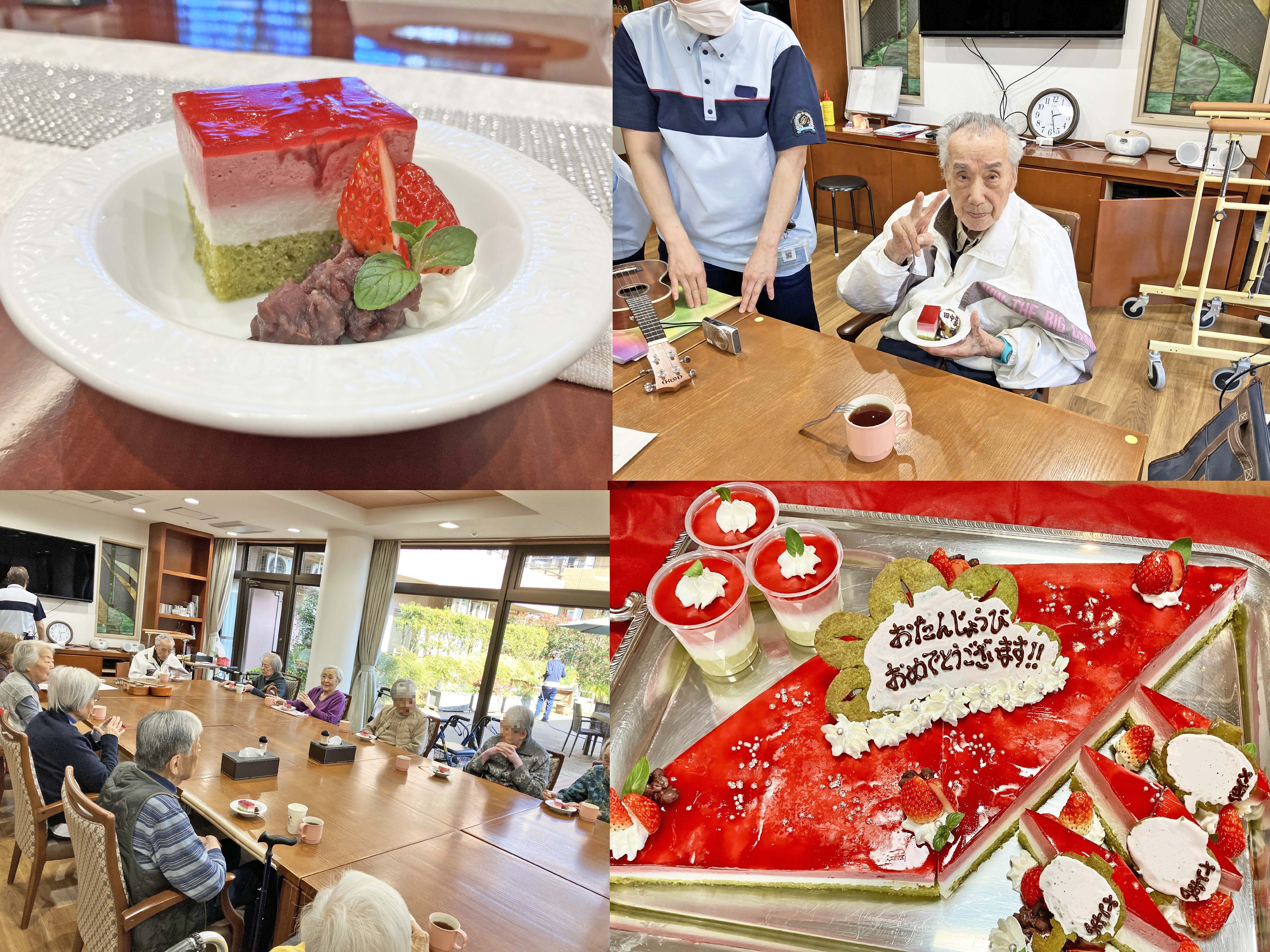 素敵なケーキを囲んで「お誕生日会」「ウクレレ演奏会」